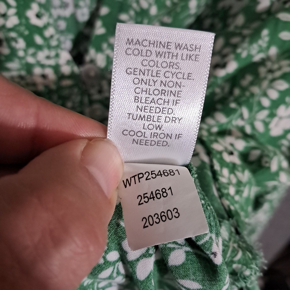 J. Jill Womens Sz 2X Floral Print Popover Blouse Green Office Flowy Long Sleeve - Picture 11 of 13